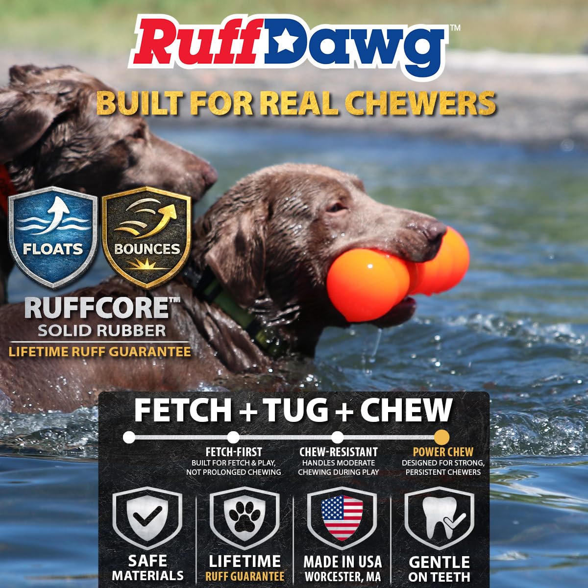Ruff Dawg Big Dawg haltere-ricochet favorise la poursuite et le rapport.