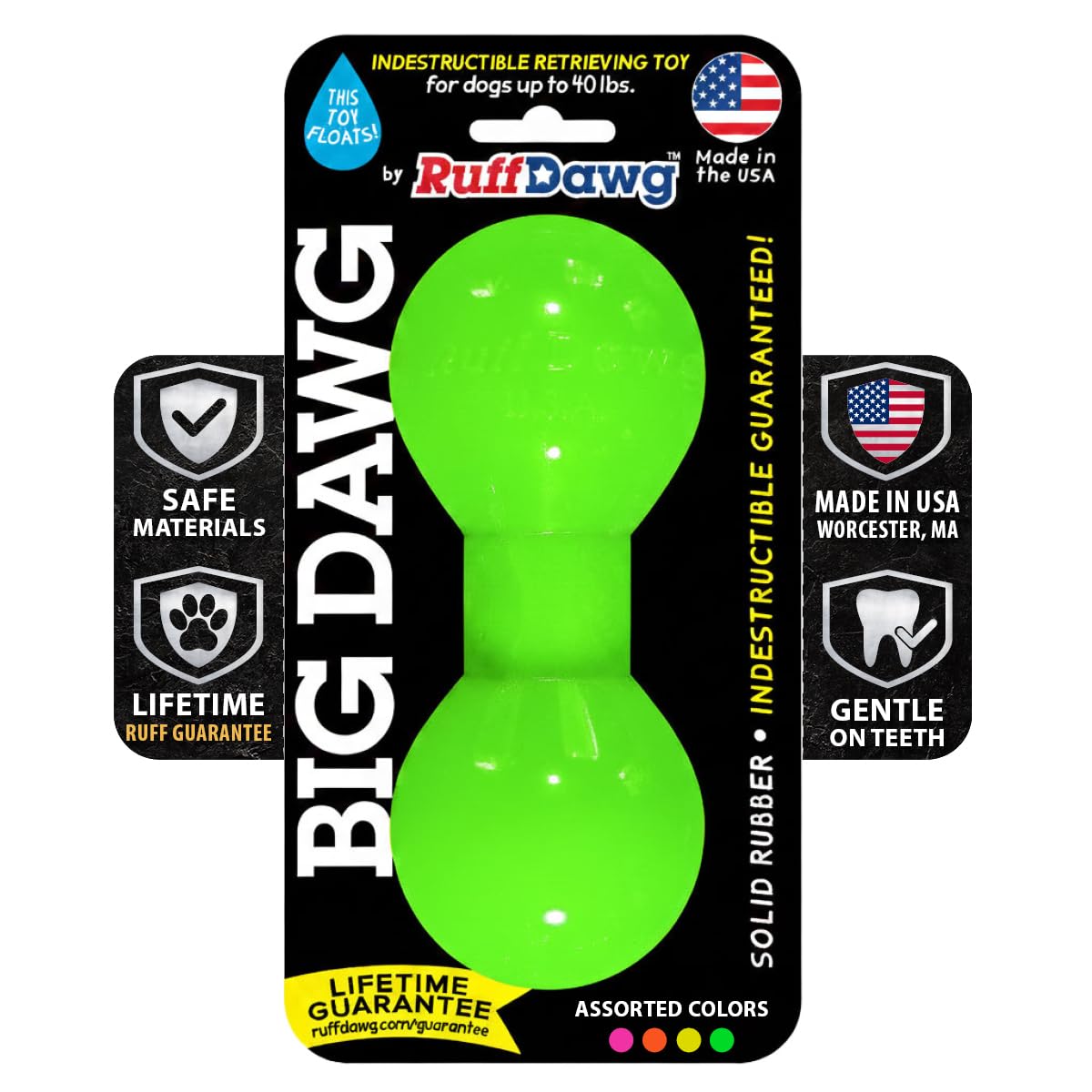 Ruff Dawg Big Dawg jouet-indestructible en haltère pour mordilage et récupération.