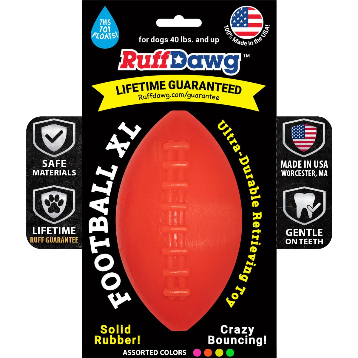 Ruff Dawg Football XL, balle-sautante: facile à attraper pour des sessions dynamiques.