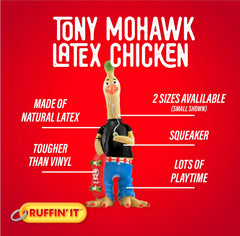 Ruffin' It Tony Mohawk, détail texture latex, montre la résistance au mordillage.