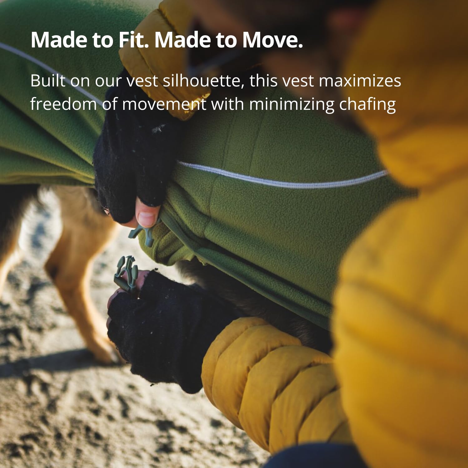 Passage de laisse arrière et compatibilité harnais avec Ruffwear Climate Changer.