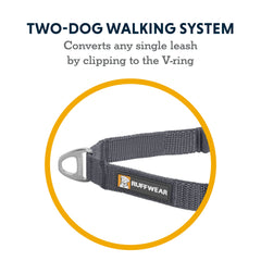 Ruffwear Double Track Coupler avec anneau en V en aluminium pour convertir une laisse simple en double.