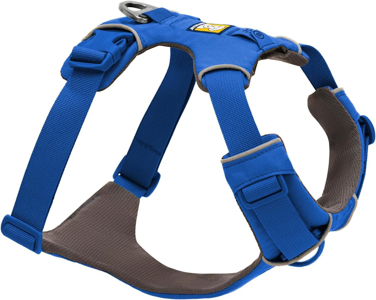 Harnais Ruffwear Front Range avec dos et anneau en aluminium pour promenades maîtrisées.
