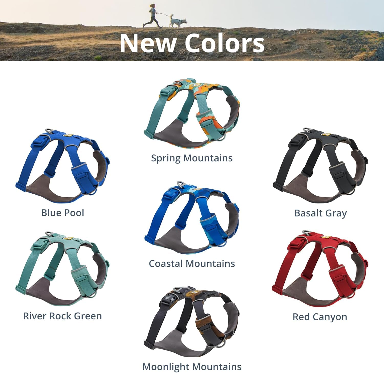 Harnais Ruffwear Front Range avec boucles latérales résistantes pour un enfilage rapide