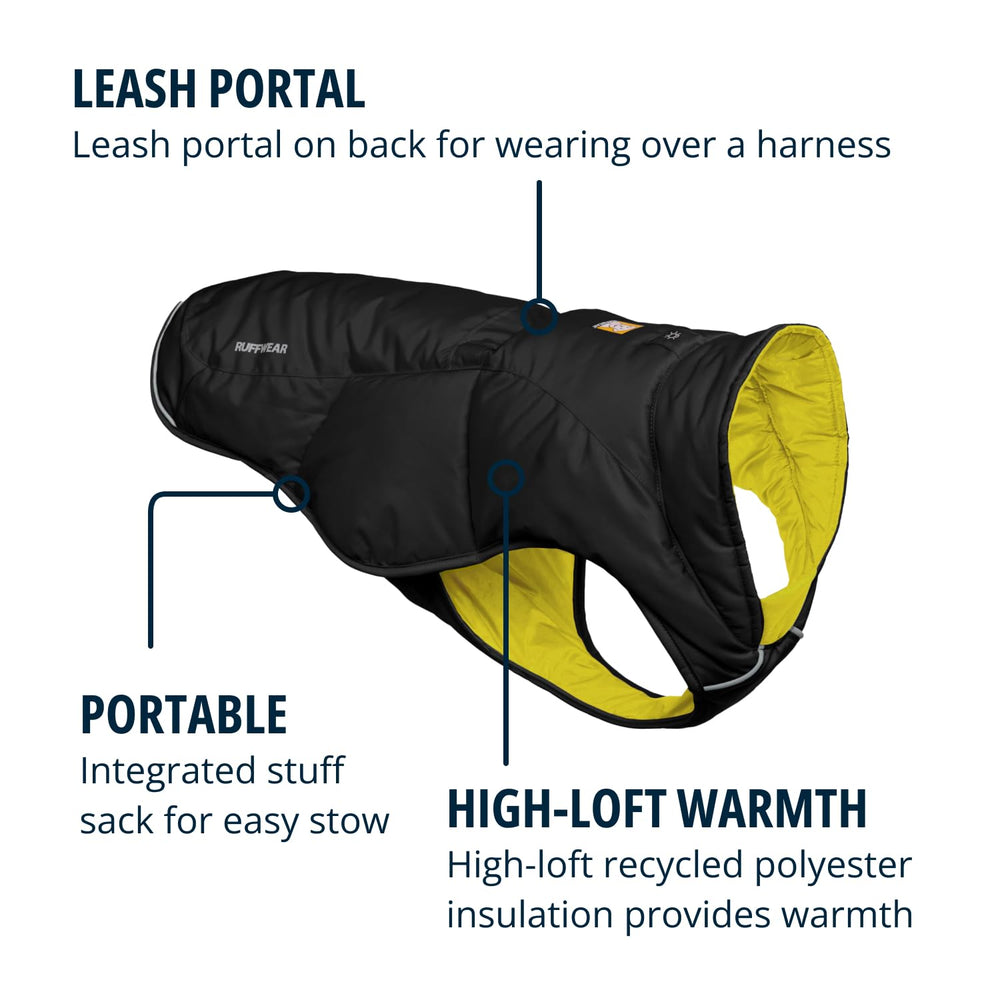 Ruffwear Quinzee, panneaux élastiques, facilité d'enfilage sur le cou.
