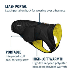 Ruffwear Quinzee, panneaux élastiques, facilité d'enfilage sur le cou.