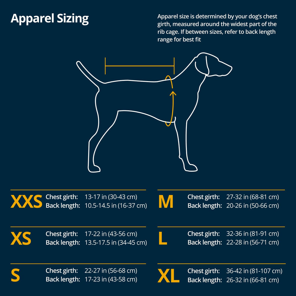 Guide des tailles Ruffwear Sun Shower pour ajustement idéal