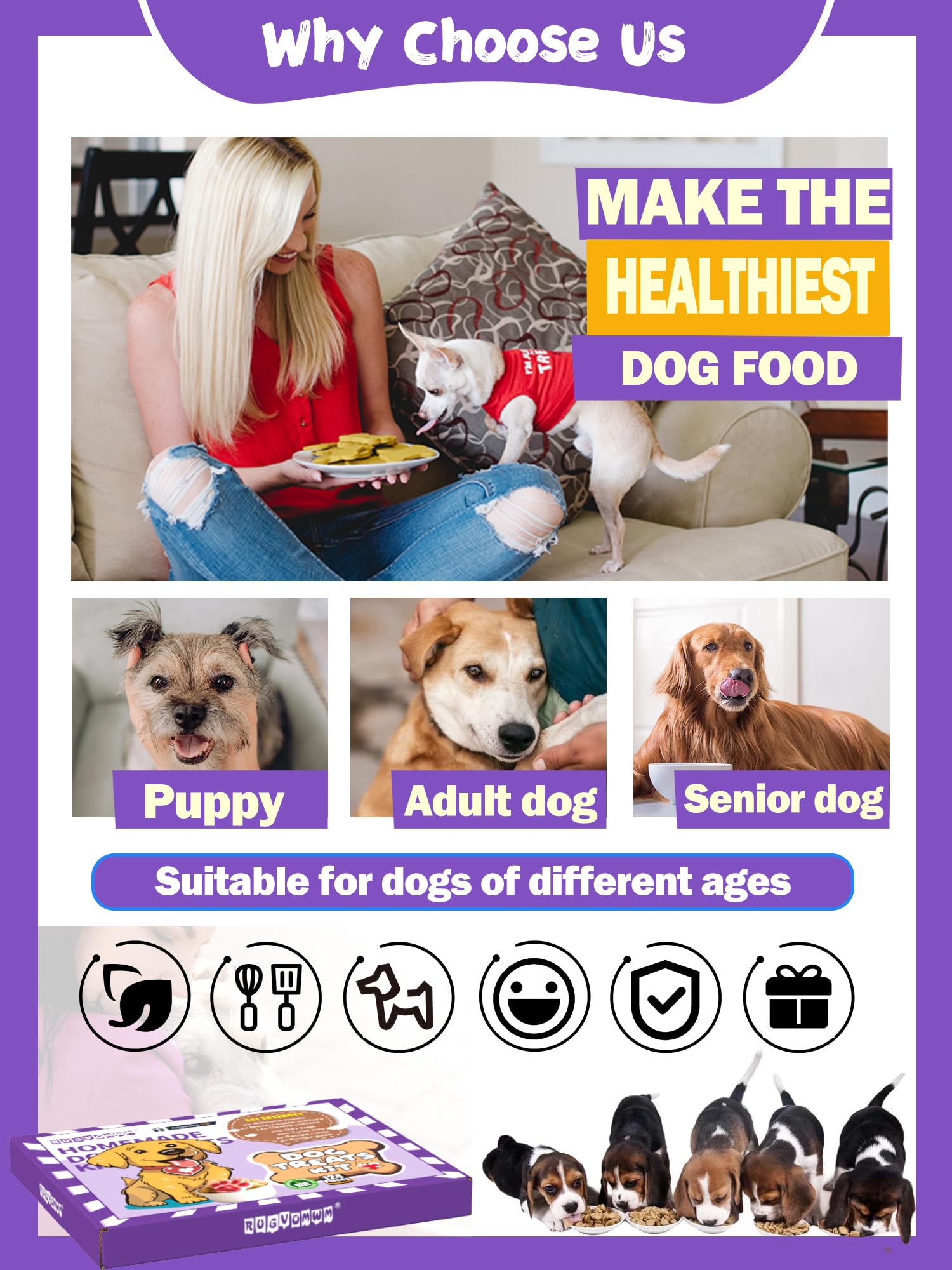Emporte-pièces RugvomWM chien-coeurs pour biscuits personnalisés et ludiques