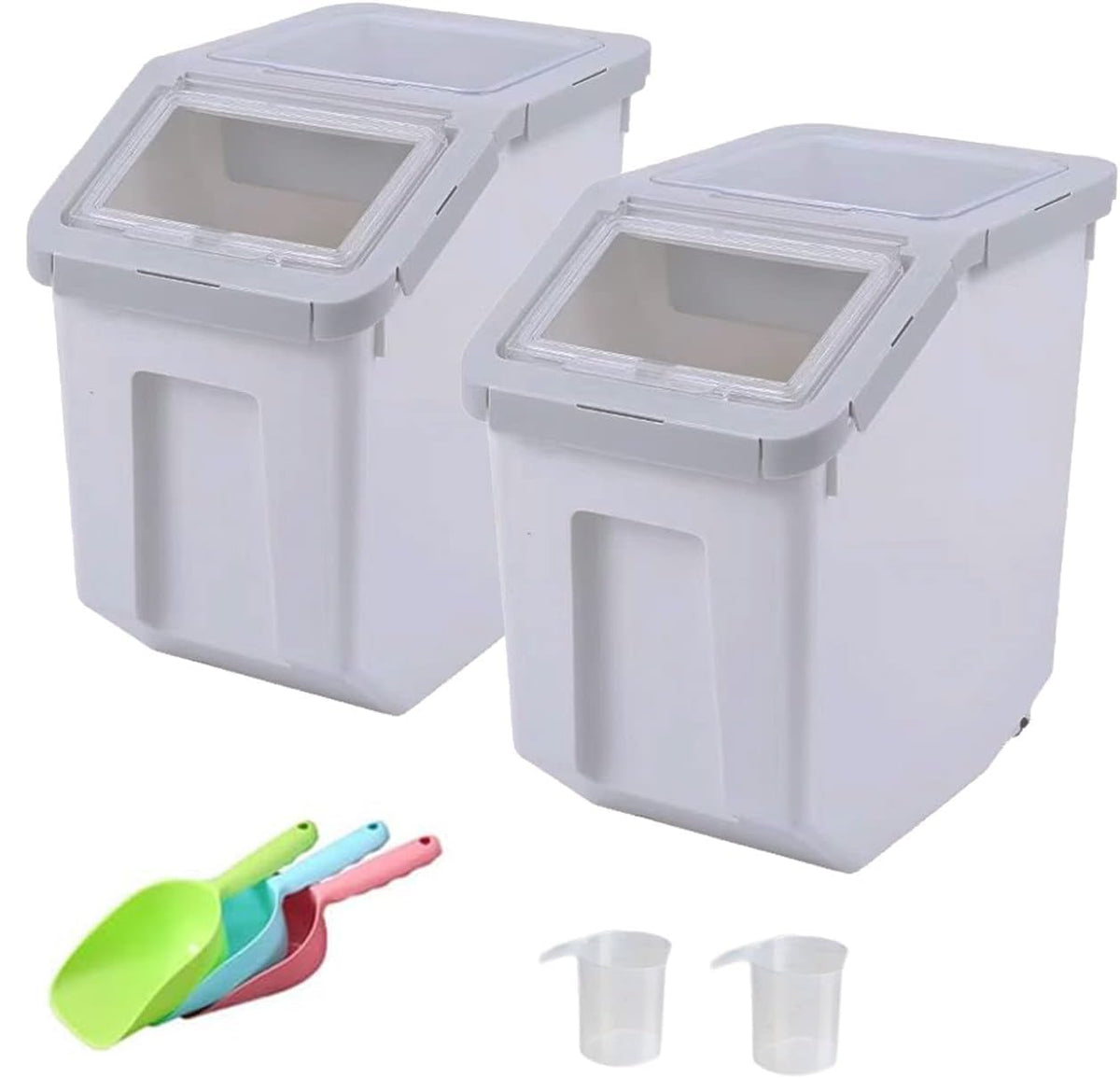 RUIAN Conteneur alimentaire pour chien avec couvercle étanche et roulettes pour déplacement facile.