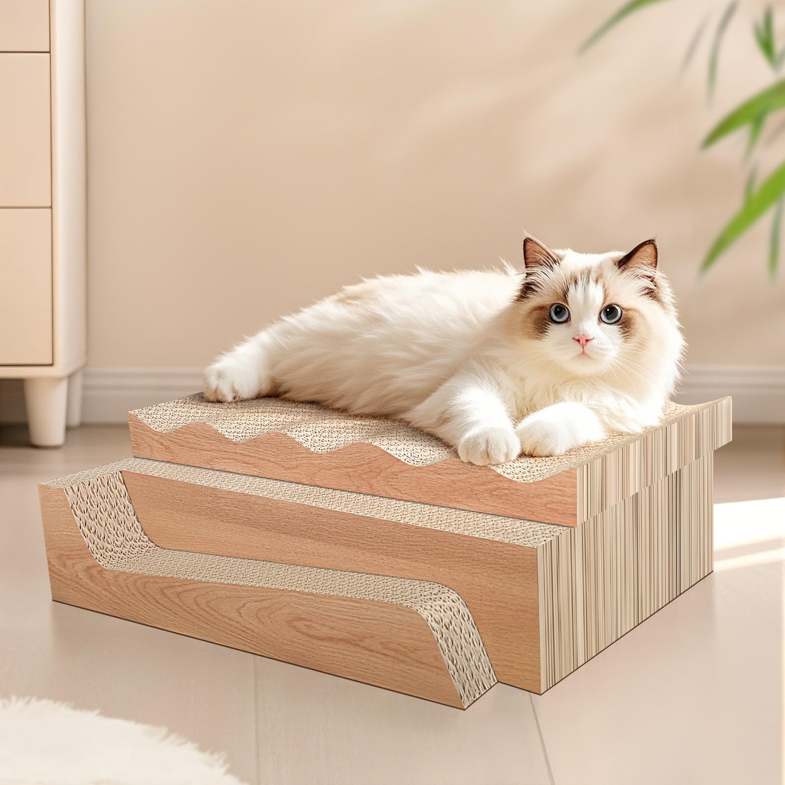 RUMUUKE Tapis-Griffes Chat 3-pack, utilisation 3-en-1 pour griffage, repos et jeu.