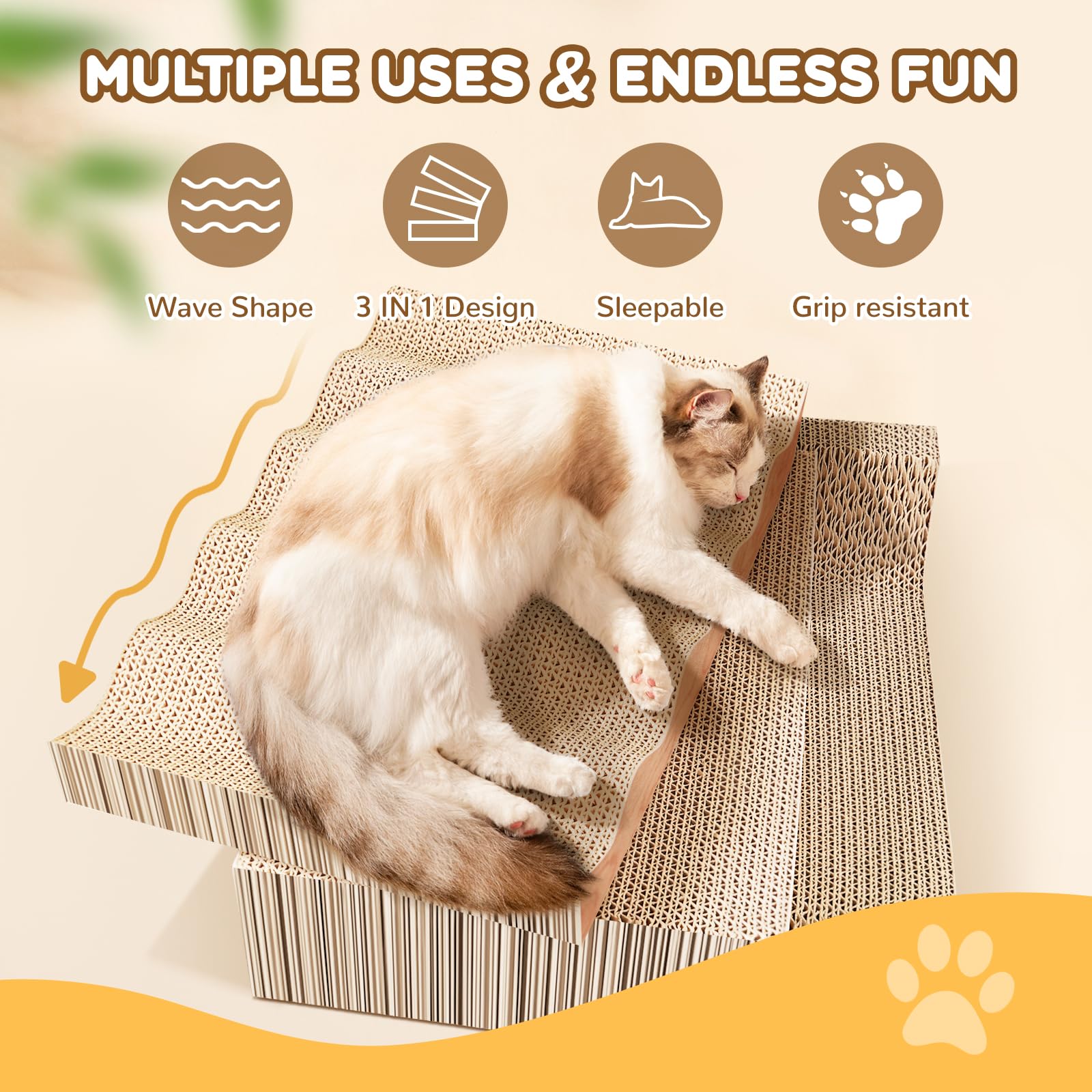 RUMUUKE Tapis-Griffes Chat 3-pack, design bois-grain élégant pour votre intérieur.