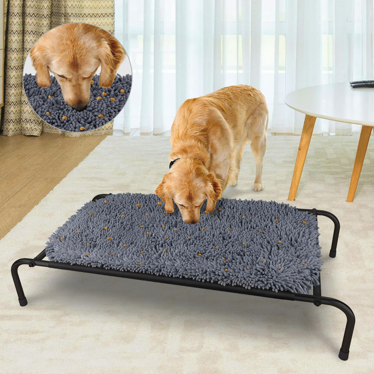 Rundik cadre métal: lit chien élevé pour une base stable et durable.