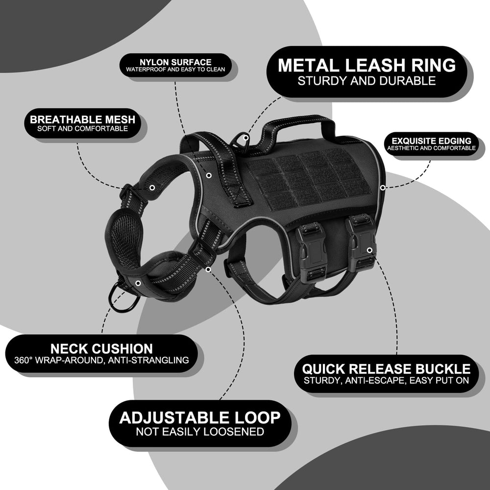 RunFido harnais chien grande taille — anneau metal arriere pour marche quotidienne