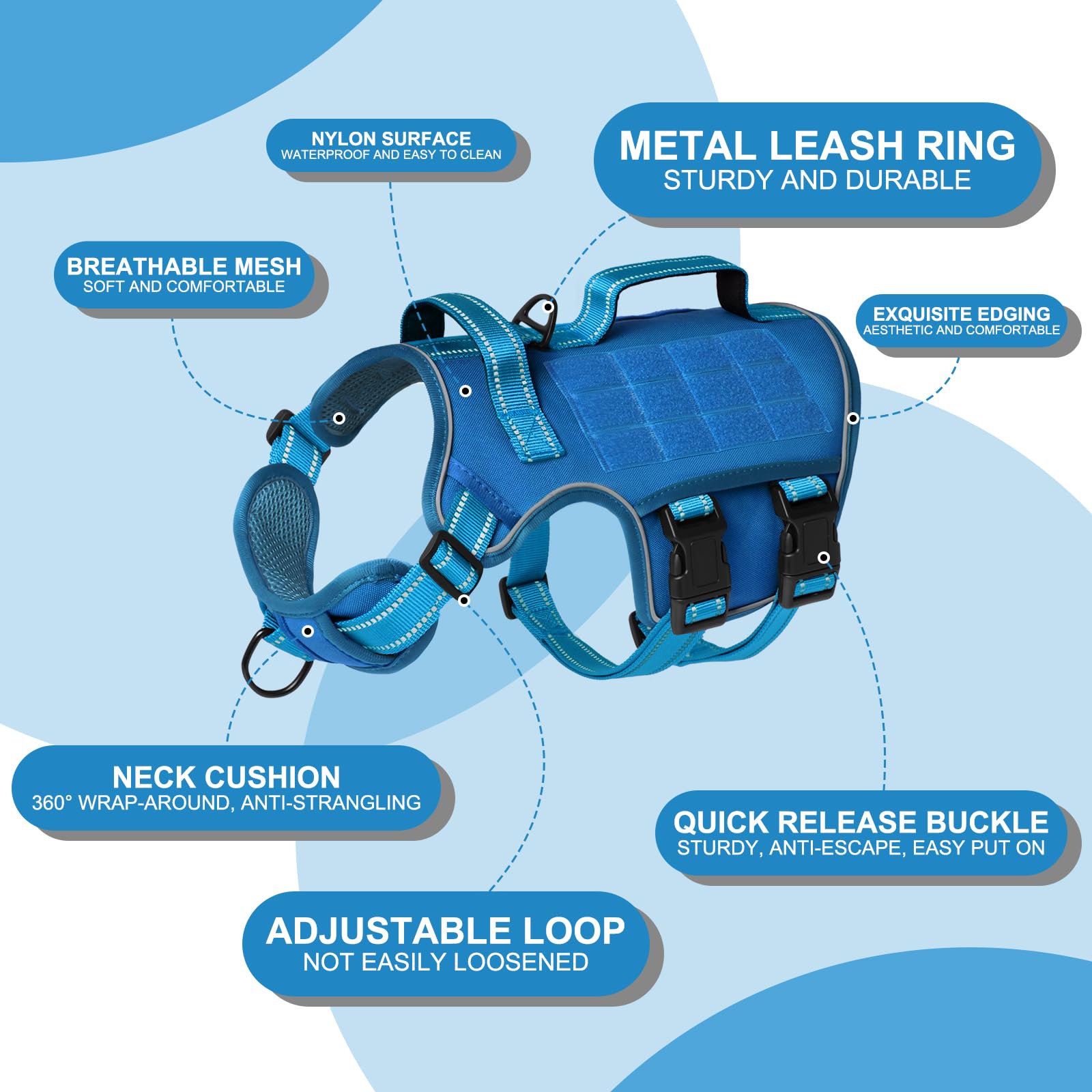 RunFido harnais grande taille, rembourrage mesh respirant pour port confortable