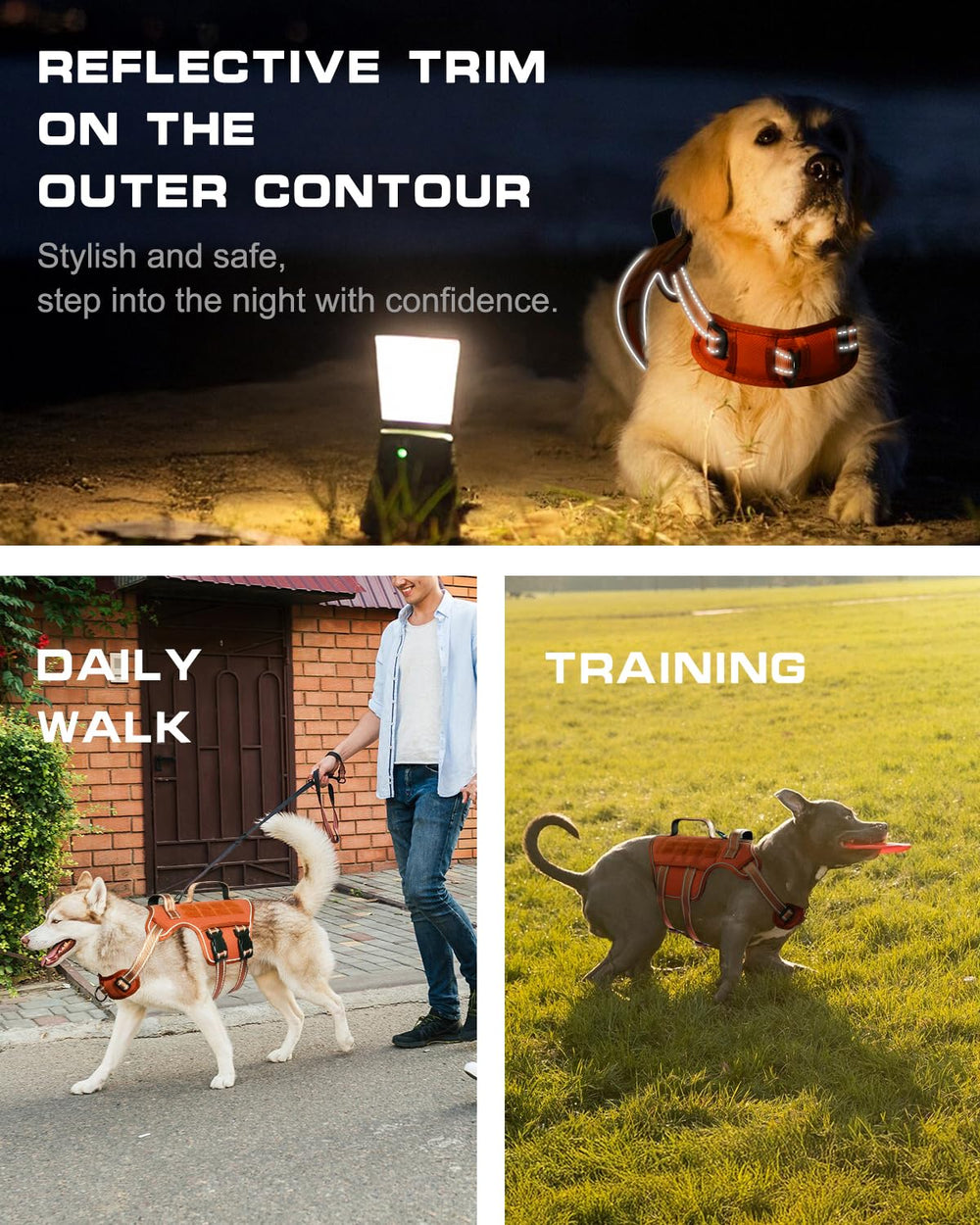 RunFido harnais chien revêtement réfléchissant pour visibilité nocturne