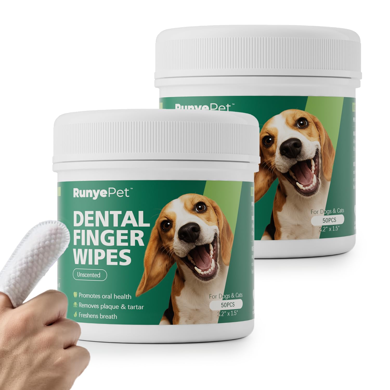 RunyePet lingettes dentaires doigt: nettoyage facile pour dents et gencives.