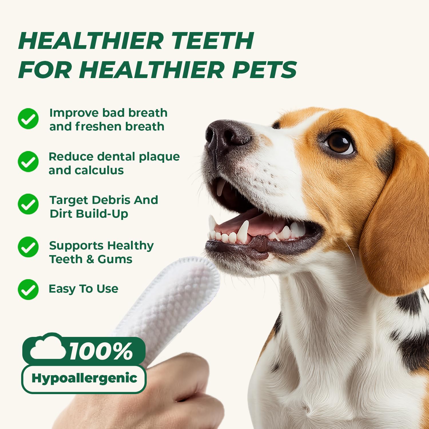 RunyePet lingettes dentaires, texture rugueuse pour éliminer les dépôts