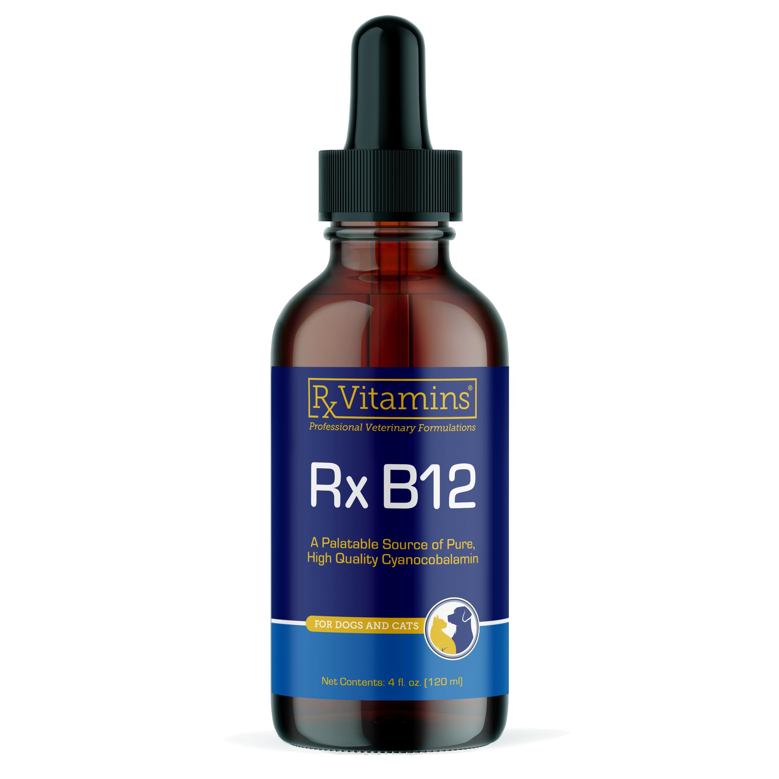 Rx Vitamins B12 pour chats – flacon-gouttes, soutien digestif et absorption des nutriments.
