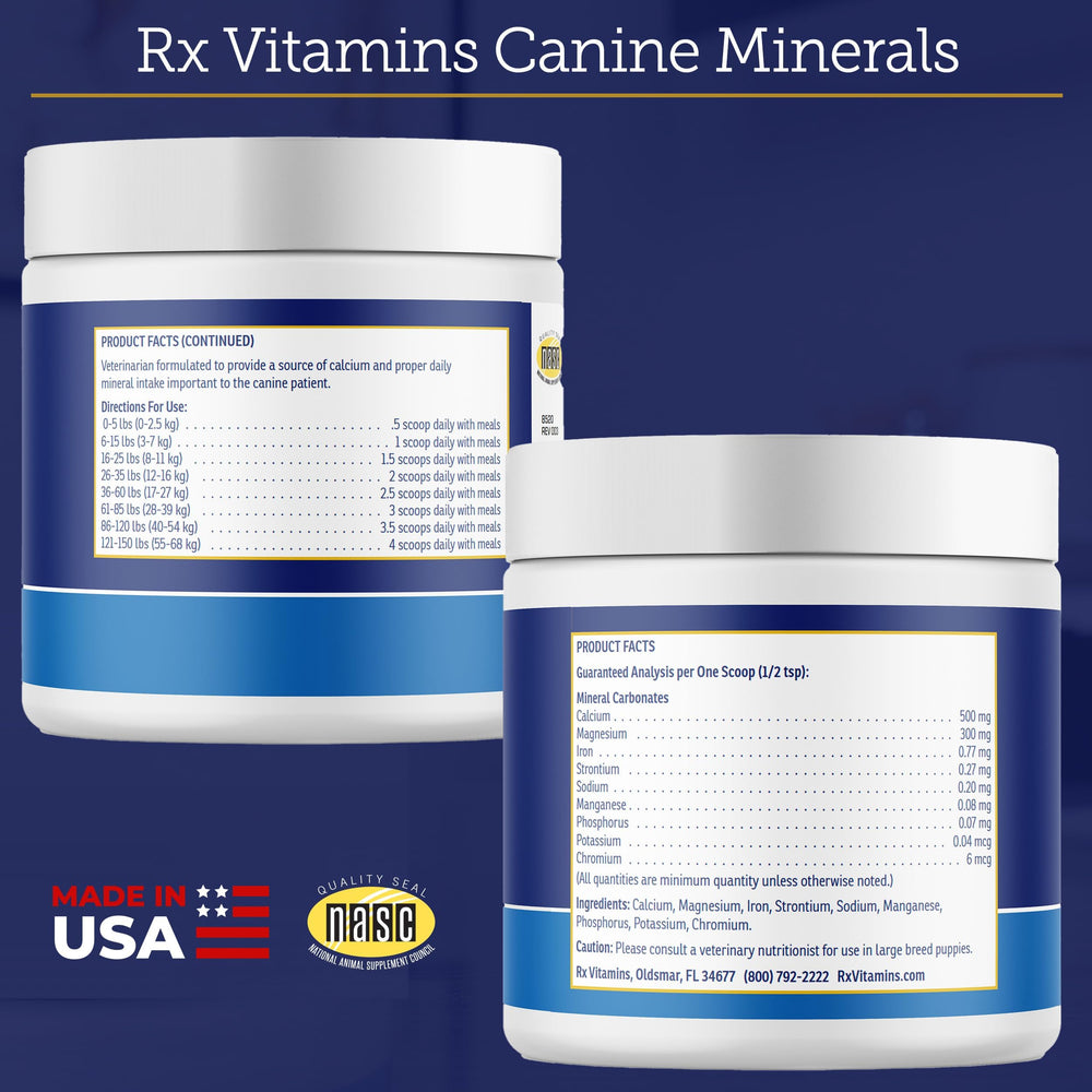 Rx Vitamins Canine Minerals - utilisation quotidienne simple pour chiens de tous âges