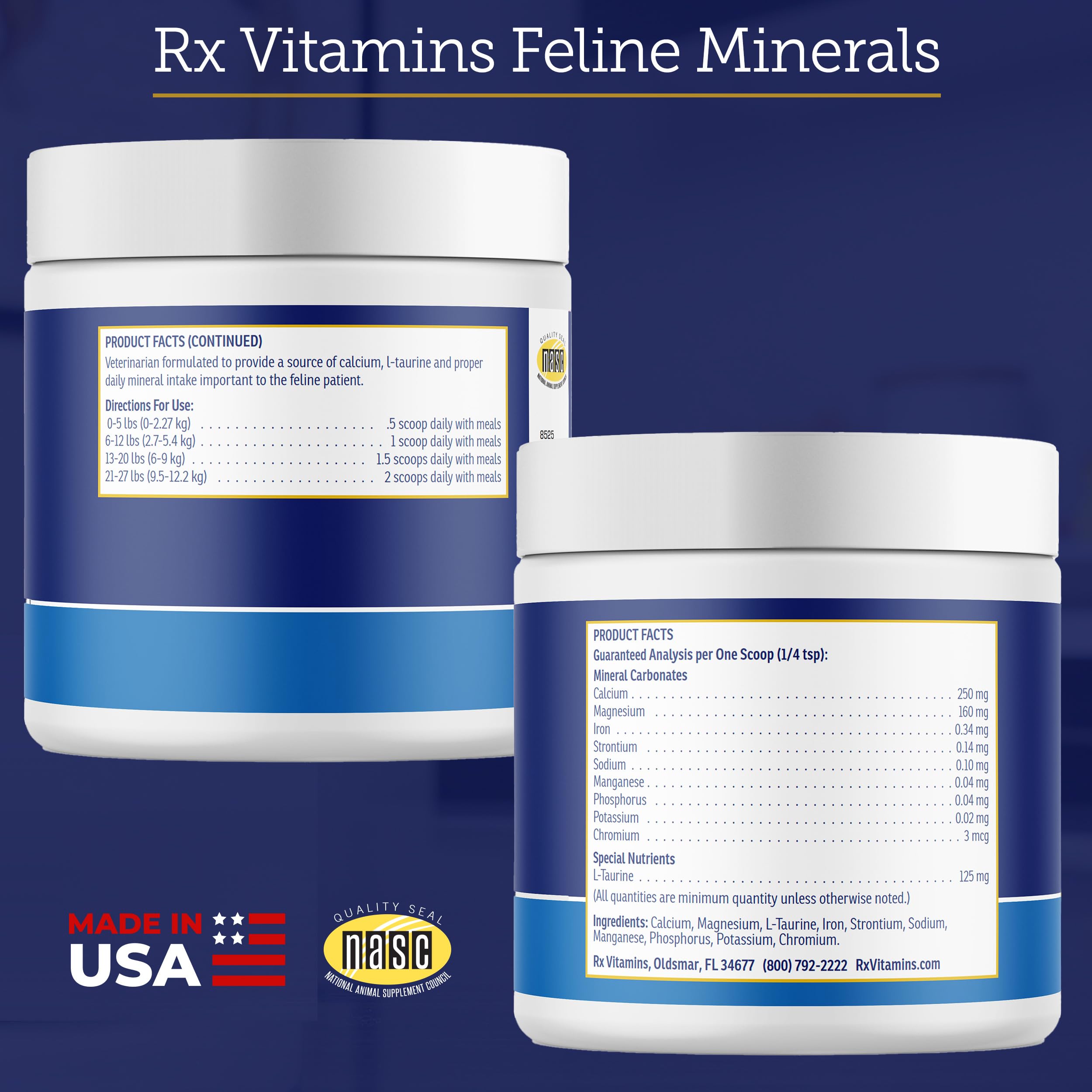 Rx Vitamins Félin Minéraux – bol de nourriture avec poudre saupoudrée pour l’apport quotidien