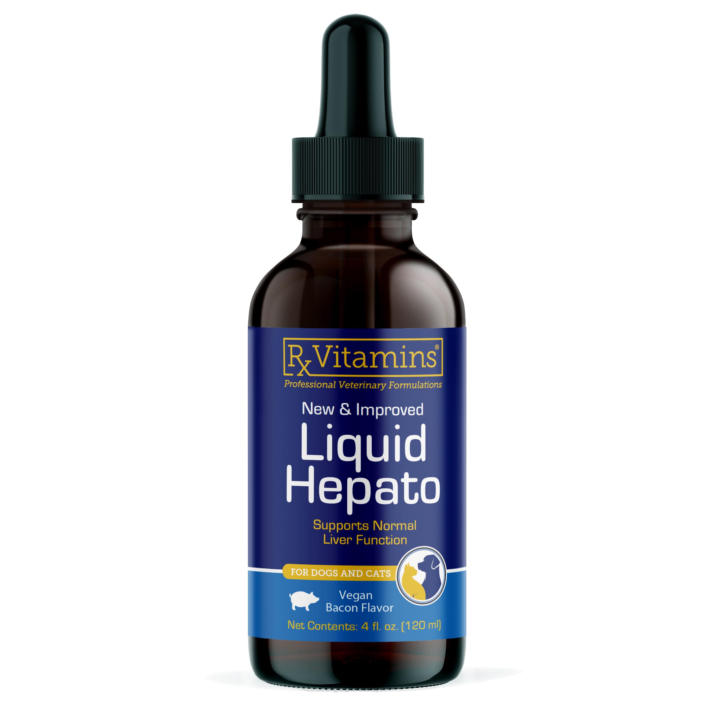 Rx Vitamins Hepato Support bouteille 4oz sur étagère, soutien potentiel pour le foie des chiens et chats.