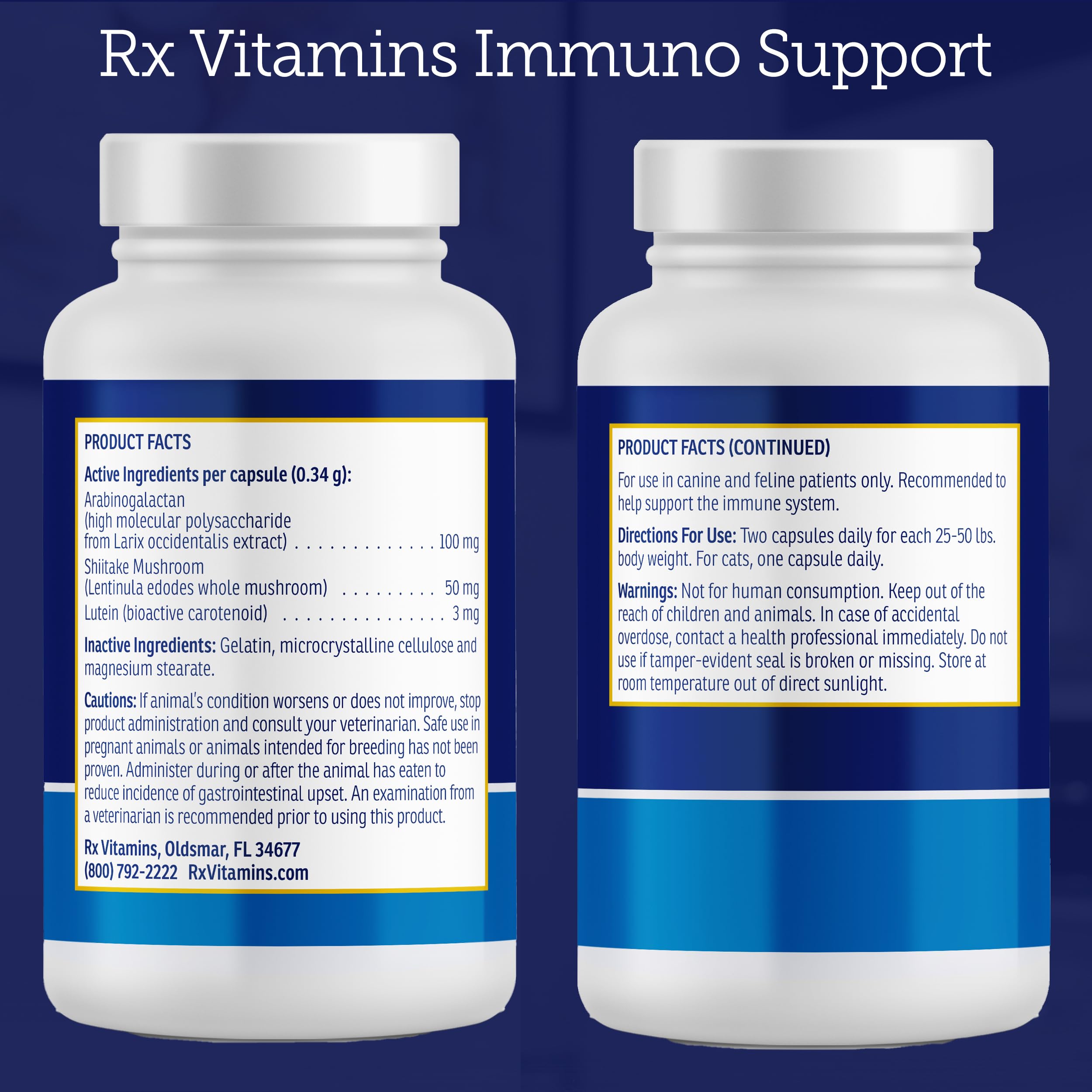 Rx Vitamins Immuno Support: santé oculaire et vision, complément quotidien pour chiens et chats.