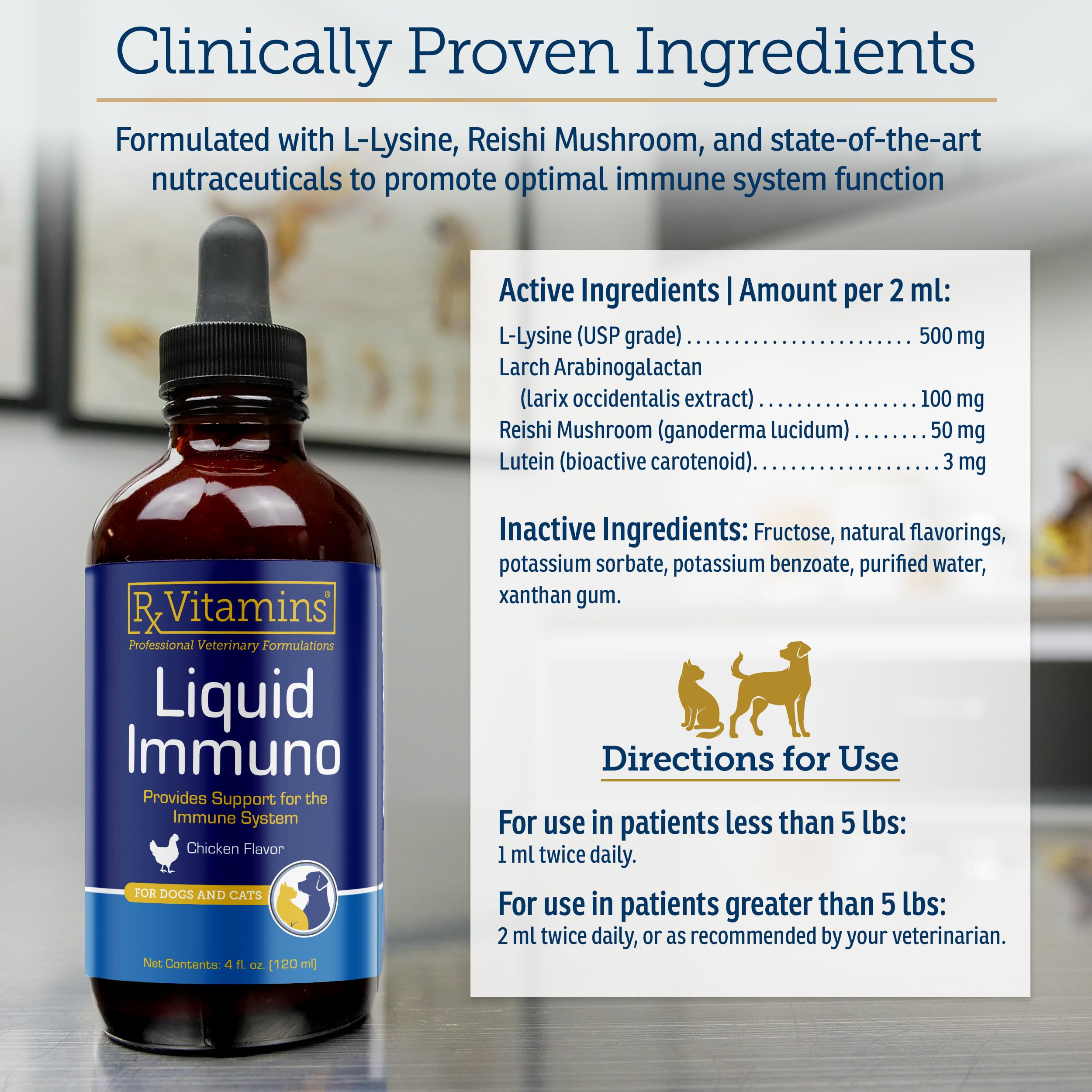 Rx Vitamins Liquid Immuno – champignon reishi pour soutien immunitaire animal