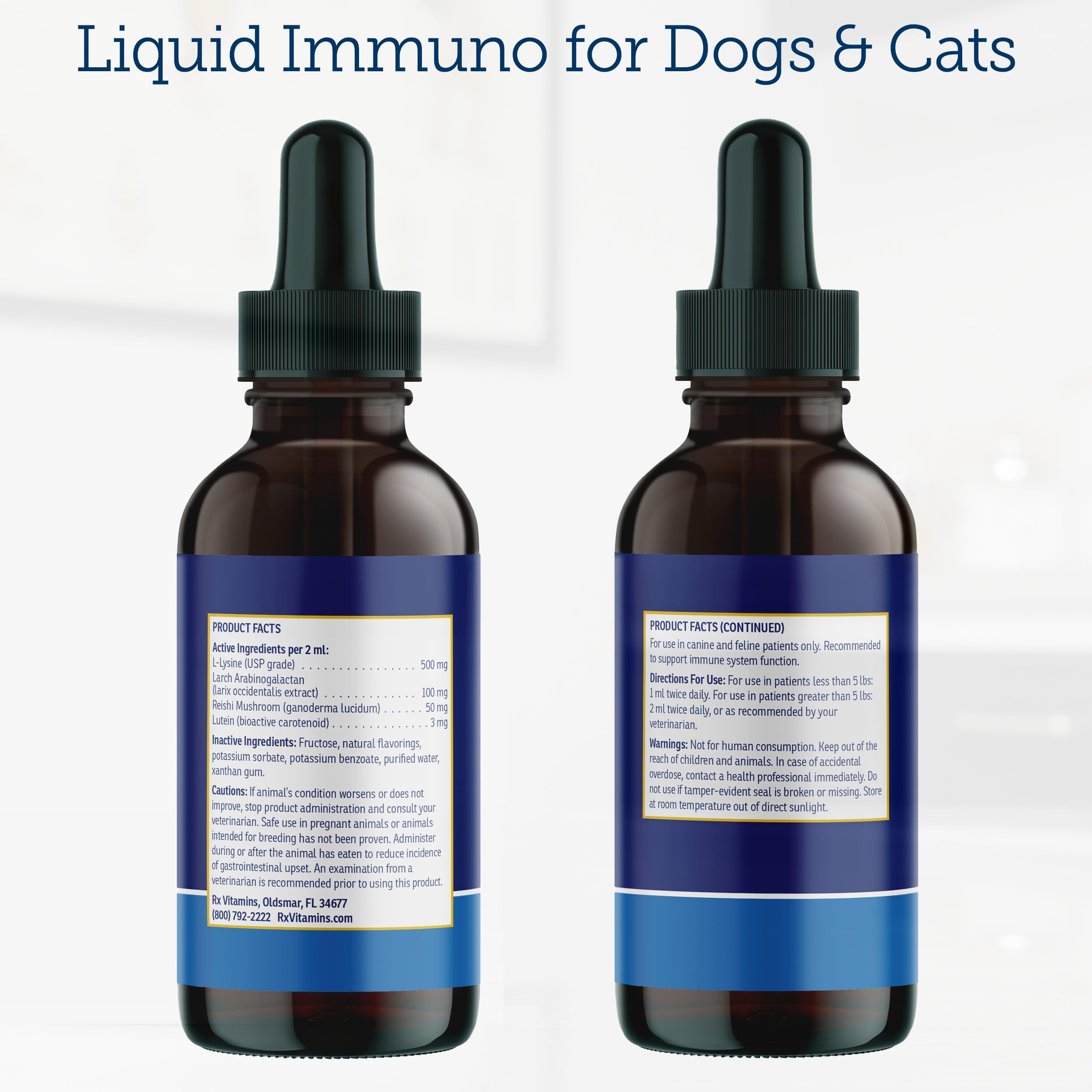 Rx Vitamins Liquid Immuno – lutéine pour la santé des yeux des animaux