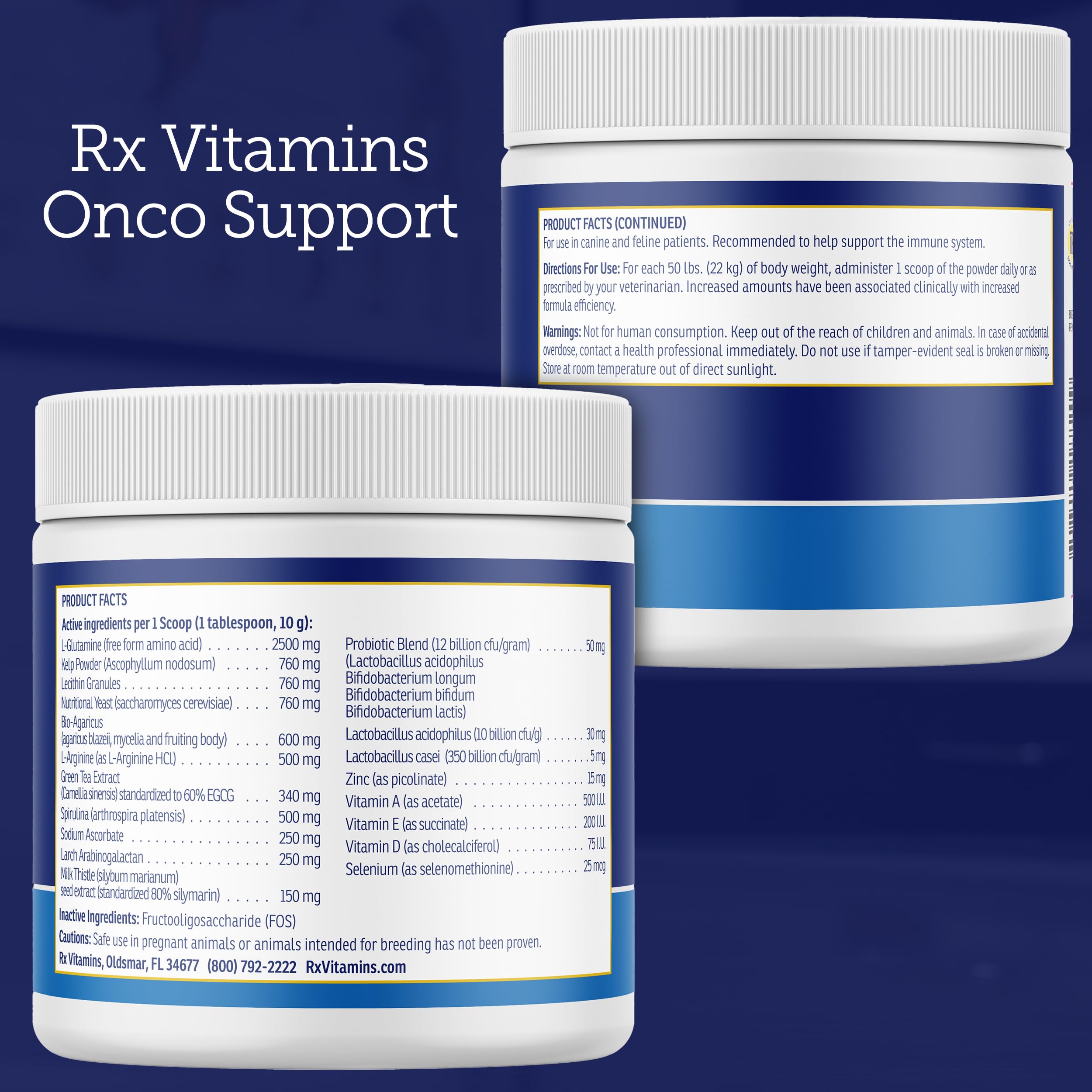 Rx Vitamins Onco Support soutient le système digestif et le bien-être intestinal des chiens et chats.