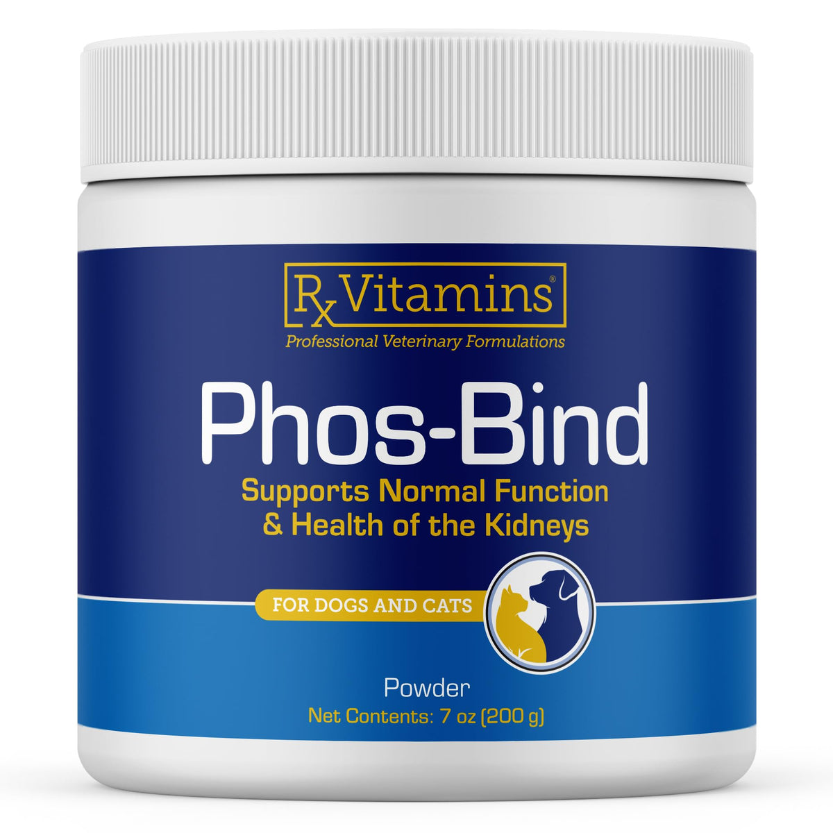 Rx Vitamins Phos-Bind poudre soutien rénal pour chat, sécurité et discrétion dans l'alimentation.