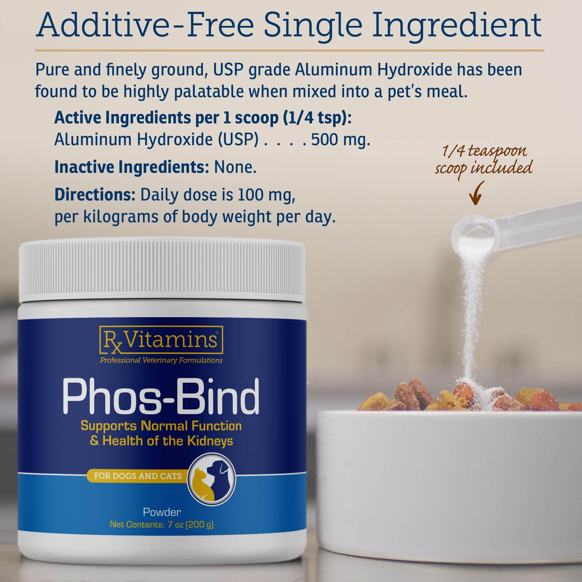 Rx Vitamins Phos-Bind utilisation quotidienne pour chiens et chats.