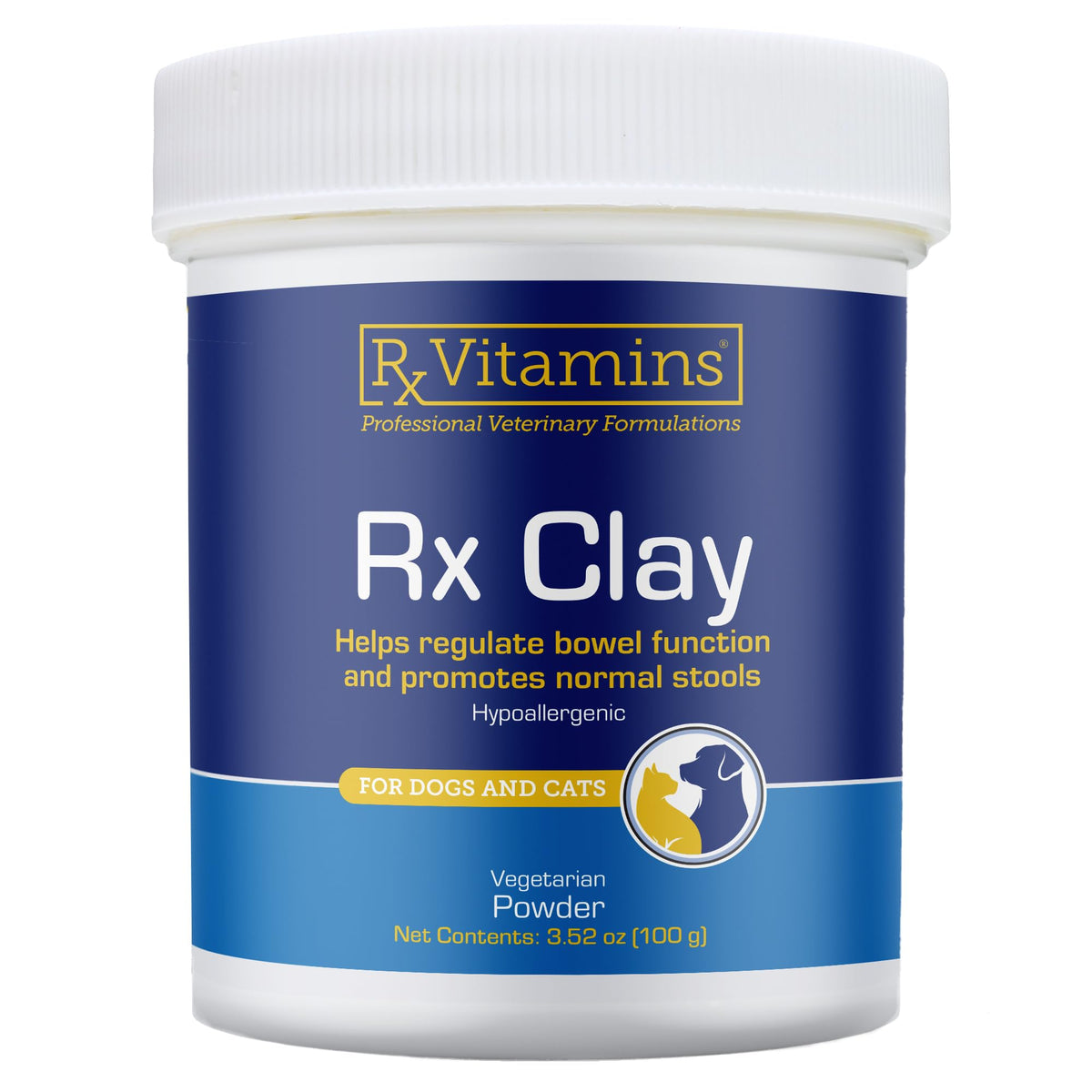 Rx Vitamins Poudre d’argile comestible – bouteille, soutien digestif naturel pour chiens et chats.