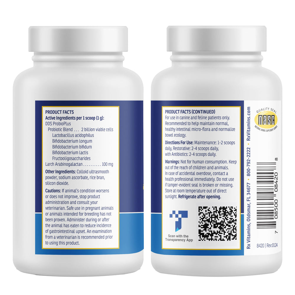 Rx Vitamins Rx Biotic, solution approuvée par les vétérinaires, pratique pour chats et chiens.