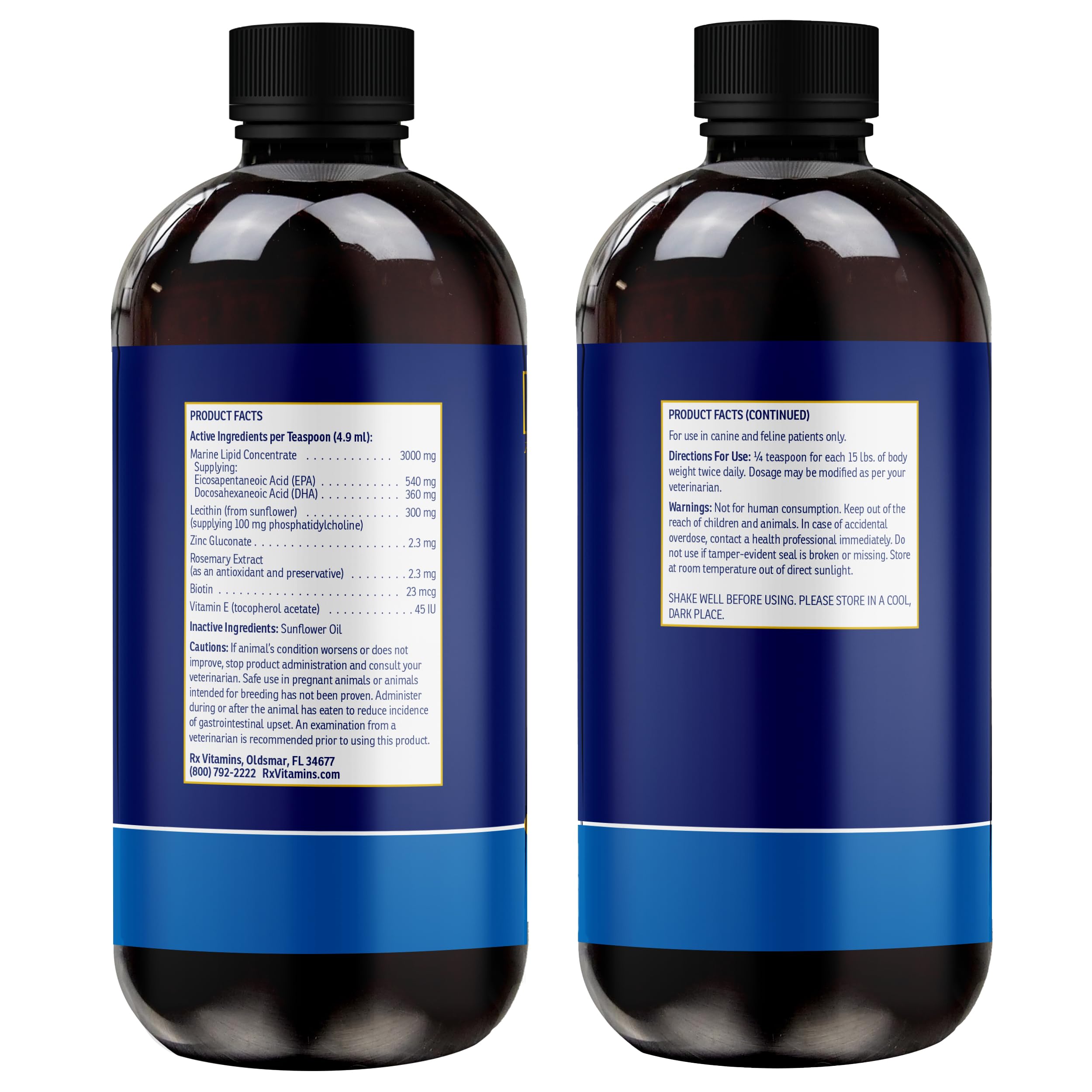 Rx Vitamins Ultra EFA – biotine, vitamine E et zinc pour peau et pelage.