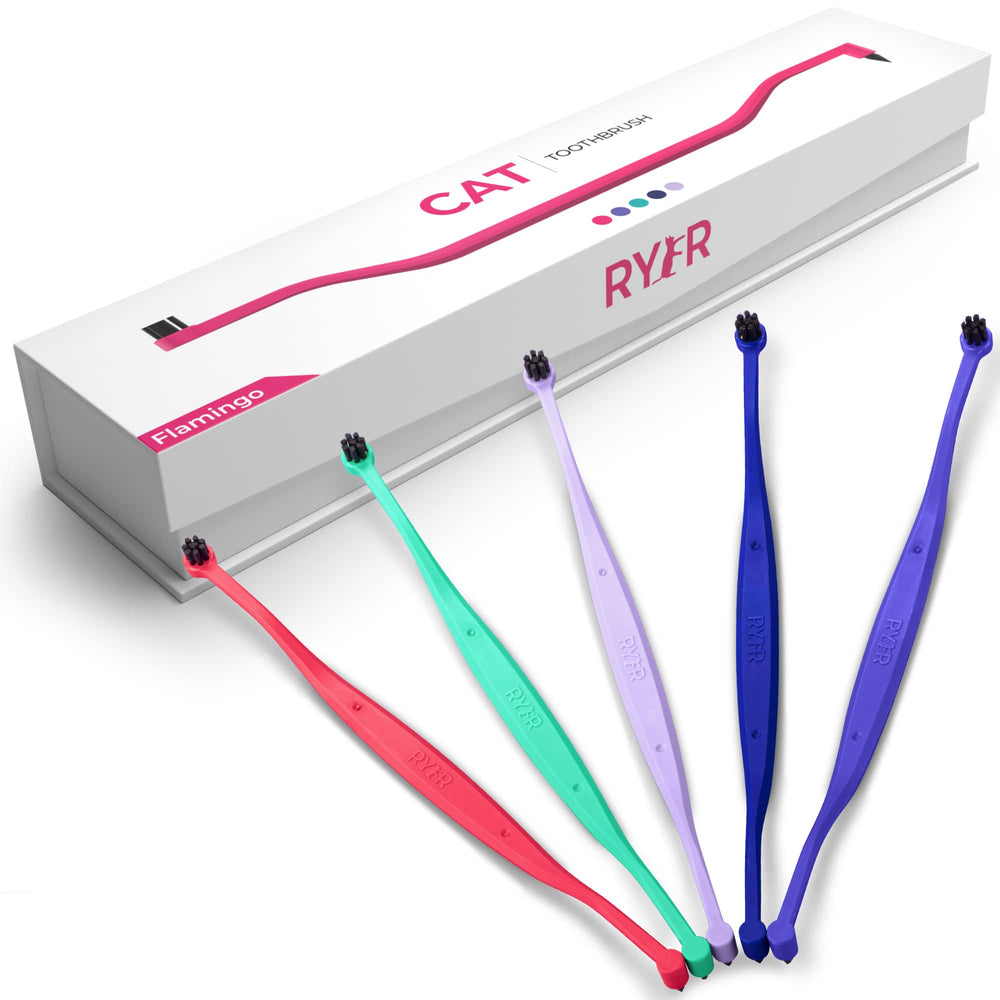 RYERCAT brosse-dents chat double-face lavande clair 2, convient aux chats sensibles.