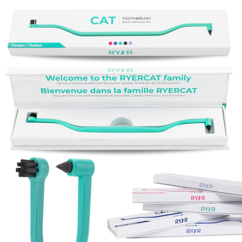 RYERCAT brosse-dents chat océan double-face petite taille adaptée aux petites bouches féline