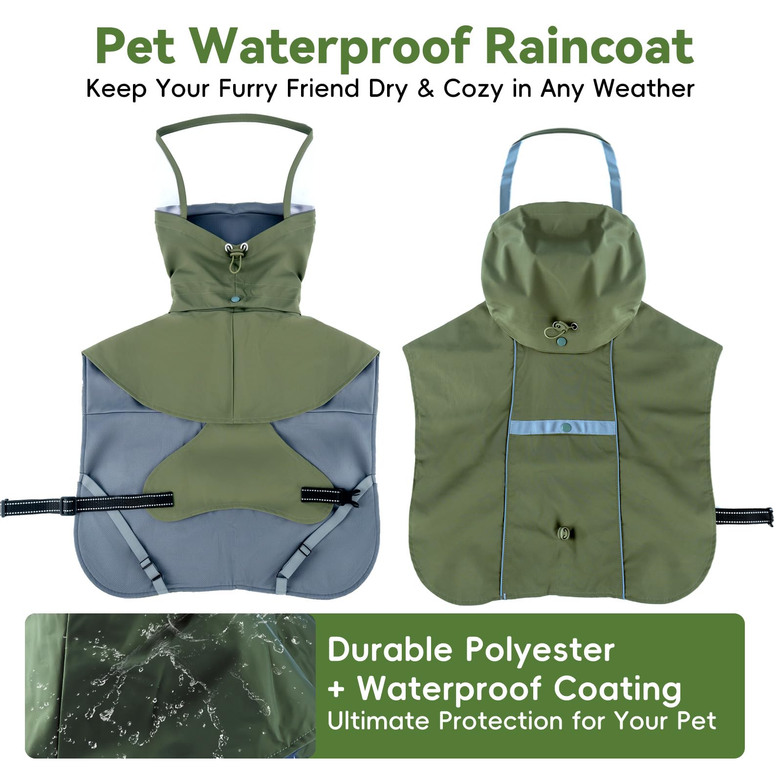 Manteau pour chien RYNVALE STUDIO, bandes réfléchissantes pour sécurité nocturne.