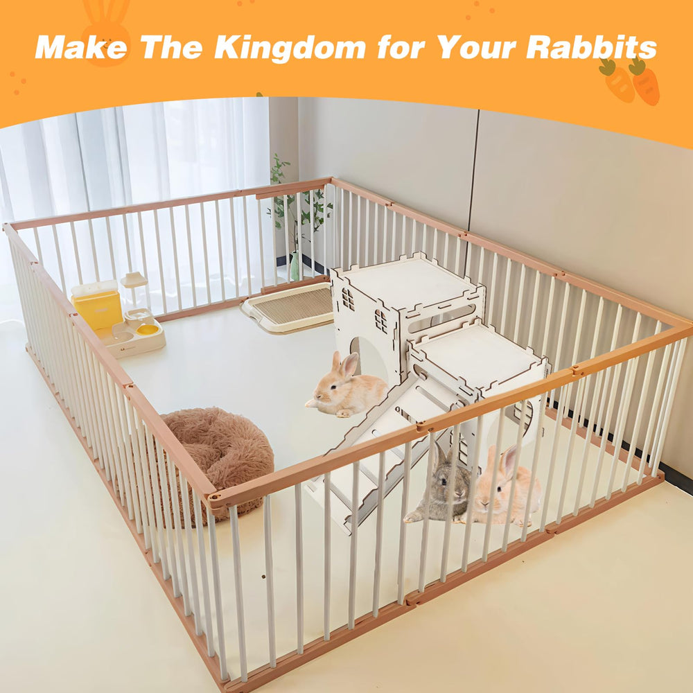 Rypet château lapin bois détachable, nettoyage facile et rangement simple.