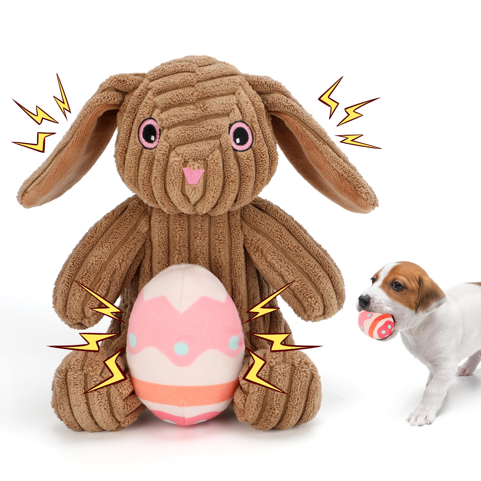 Doudou Rypet lapin de Pâques avec sifflet, stimulation ludique pour chien.