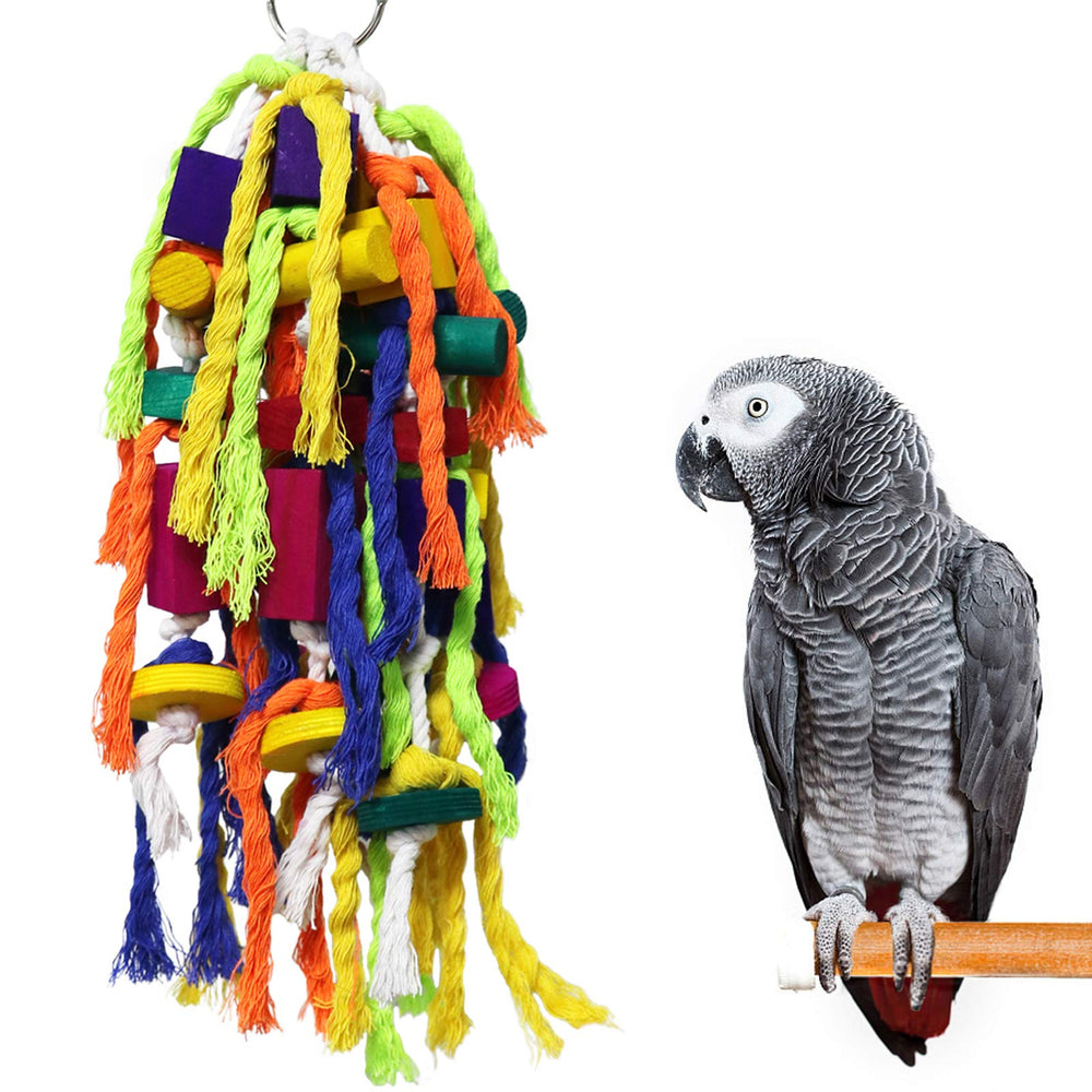 Jouet Rypet pour perroquet en bois et coton coloré, stimule le bec