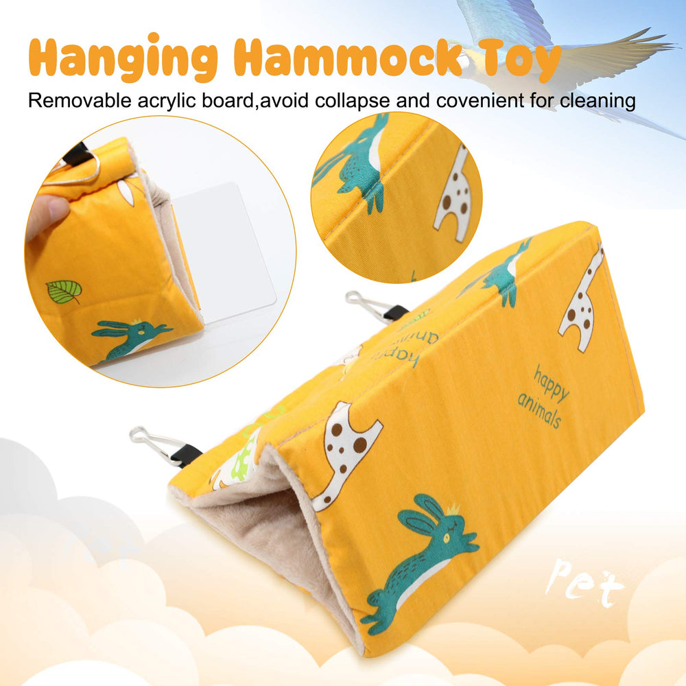 Rypet nid hiver velours jaune, accroche simple dans cage ou sur branche.