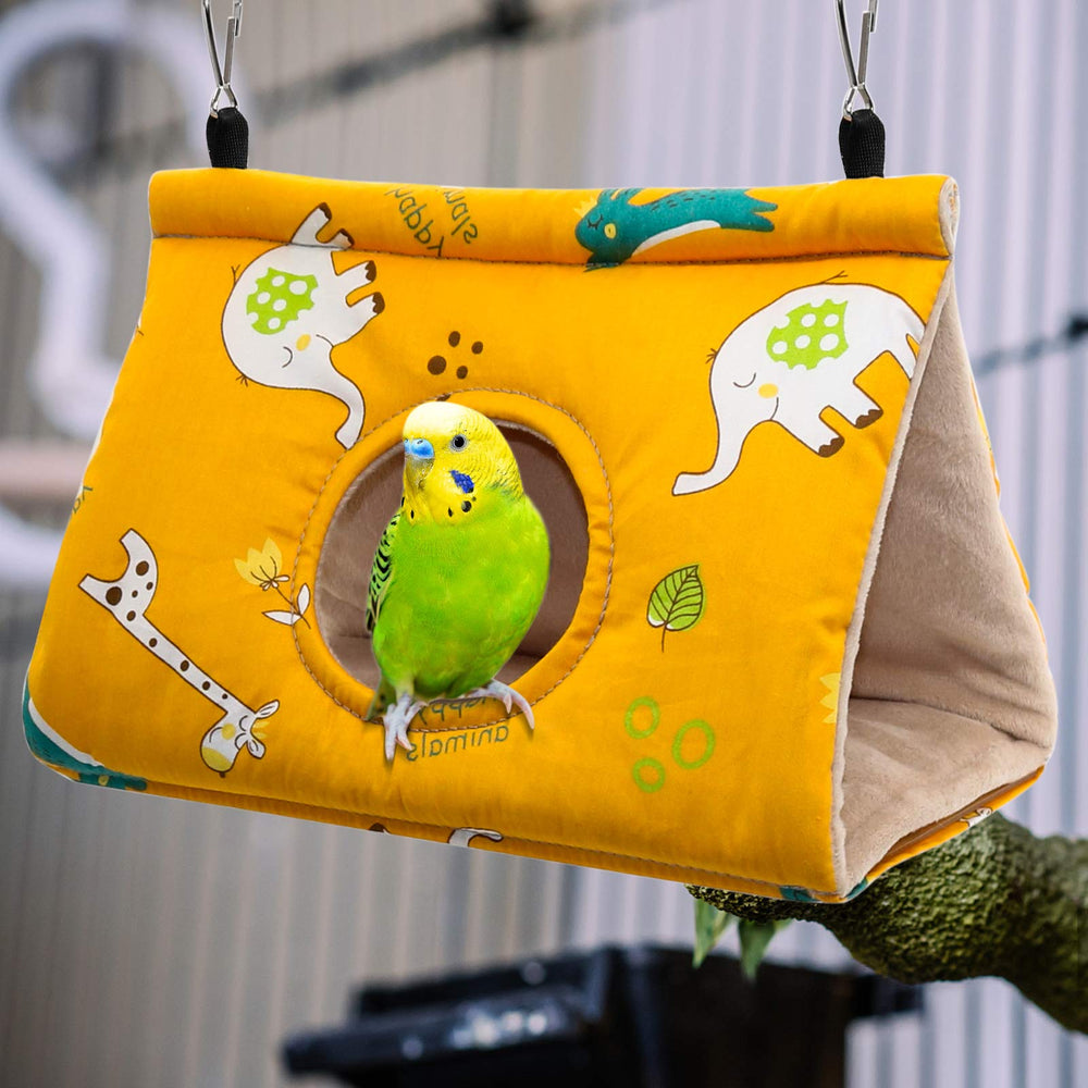 Rypet nid hiver velours jaune, dimensions 17x10x11 cm, idéal pour petits oiseaux.