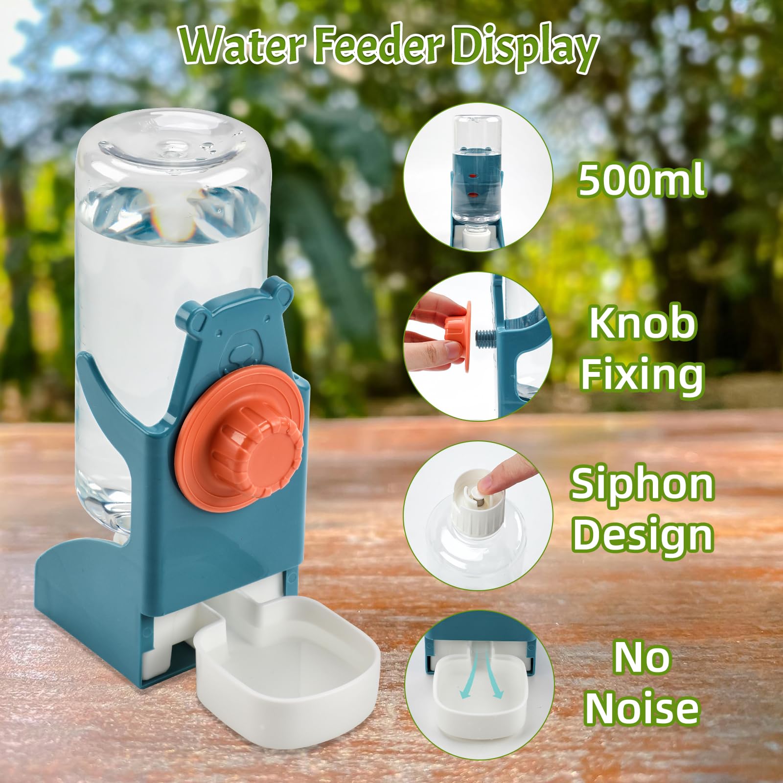 Réservoir eau 500 g transparent, remplissages réduits.