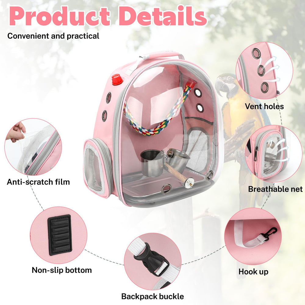 Rypet sac porte-perroquet avec ventilation et ouvertures assurant l'air frais.