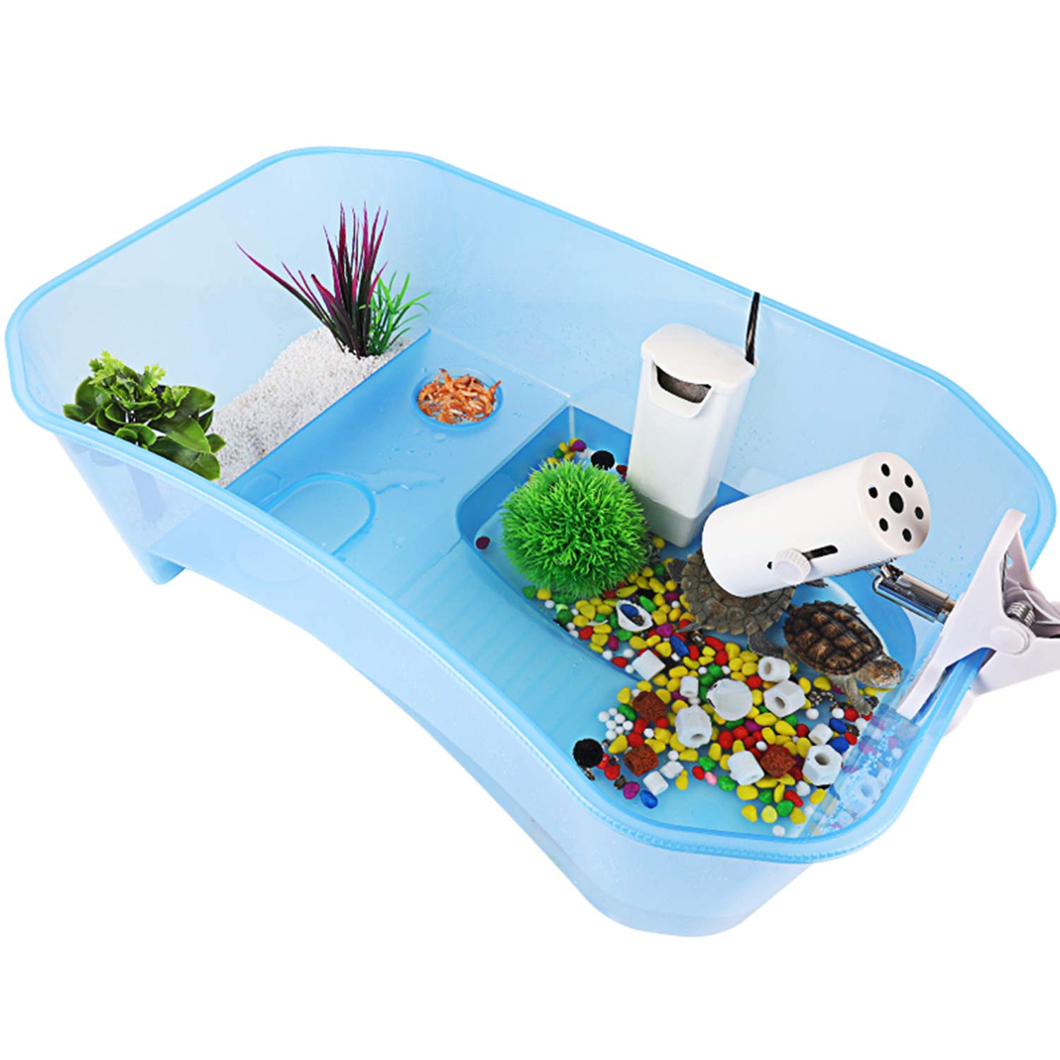 Rypet tortue tank: zones fonctionnelles pour alimentation et nage