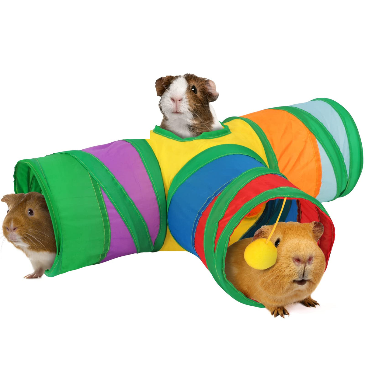 Rypet Tunnel 3 Voies pour Petits Animaux – Pliable et Ball Interactif