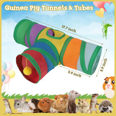 Rypet Tunnel 3 Voies pour Petits Animaux – Pliable et Ball Interactif