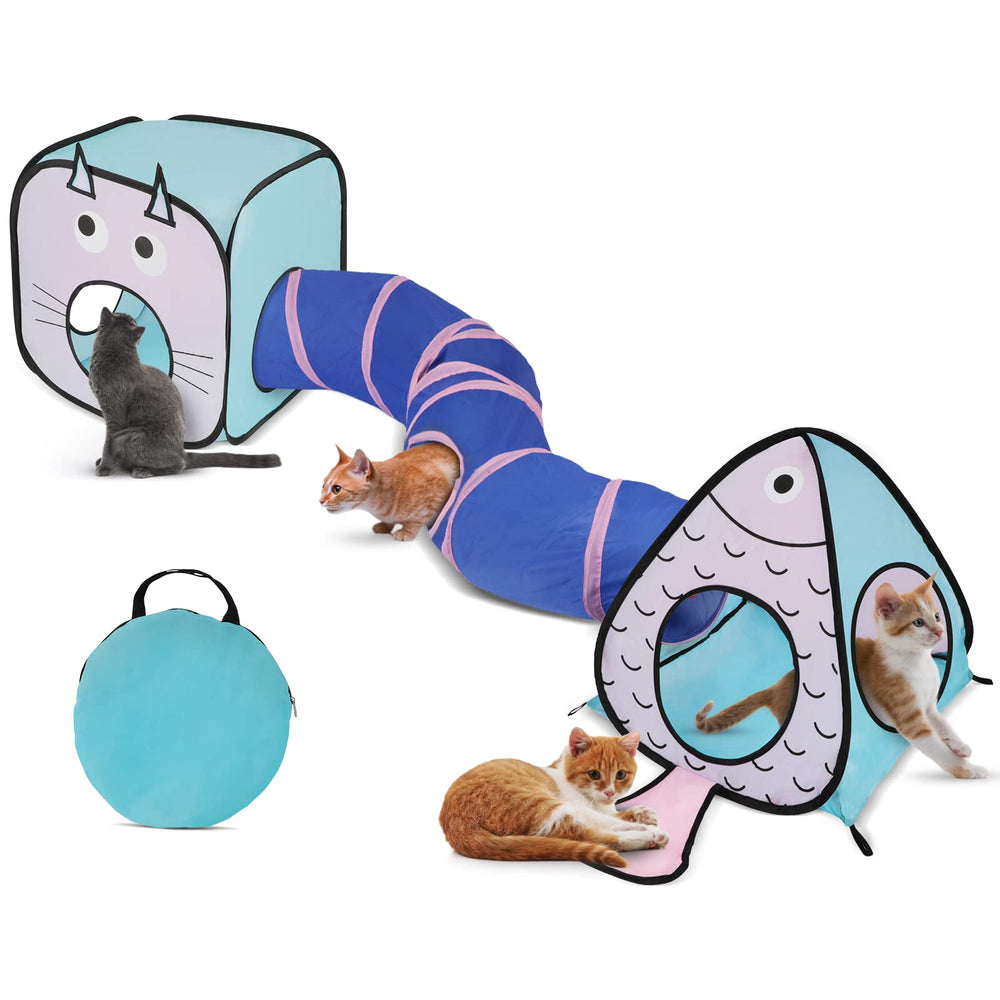 Le tunnel chat pliable Rypet offre un espace confortable pour se cacher.