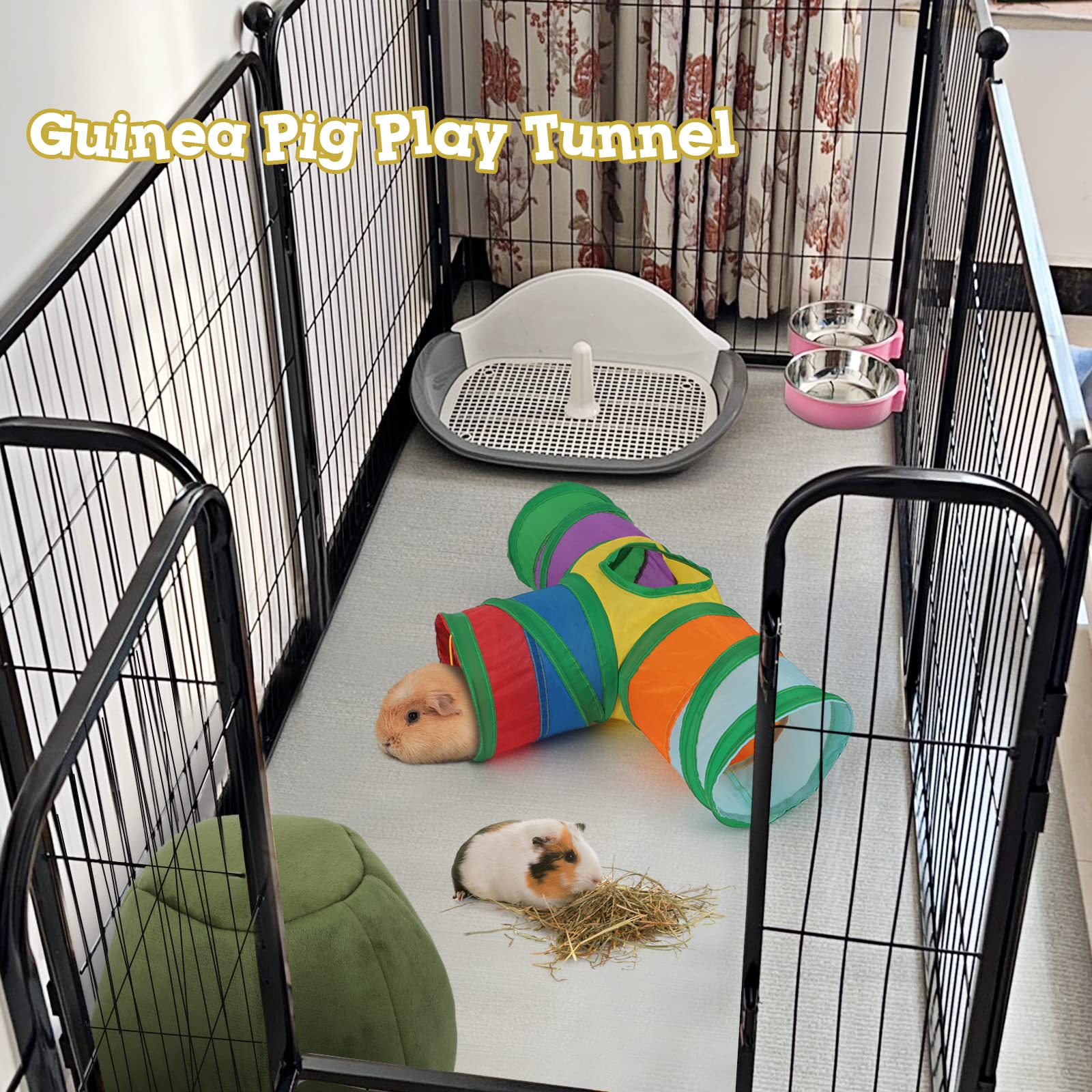 Rypet Tunnel 3 Voies pour Petits Animaux – Pliable et Ball Interactif