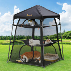 Rywell Catio Extérieur 3 niveaux pour espace et sécurité des chats